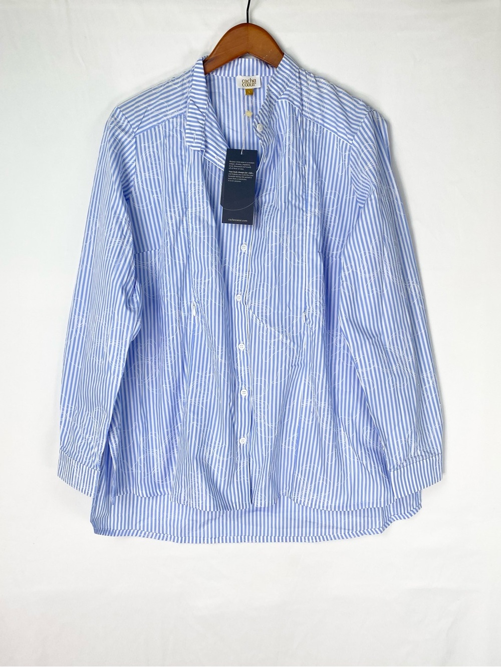NEW Cache Coeur Camille Maternity and Nursing Shirt Stripes Size Large
